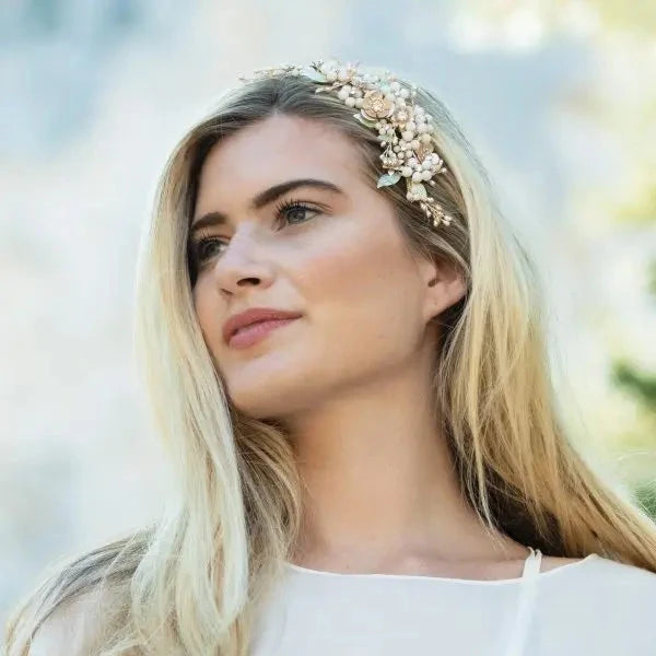 Peigne cheveux mariée perles naturelles et plaqué or 24k Mas accessoires- Atelier L