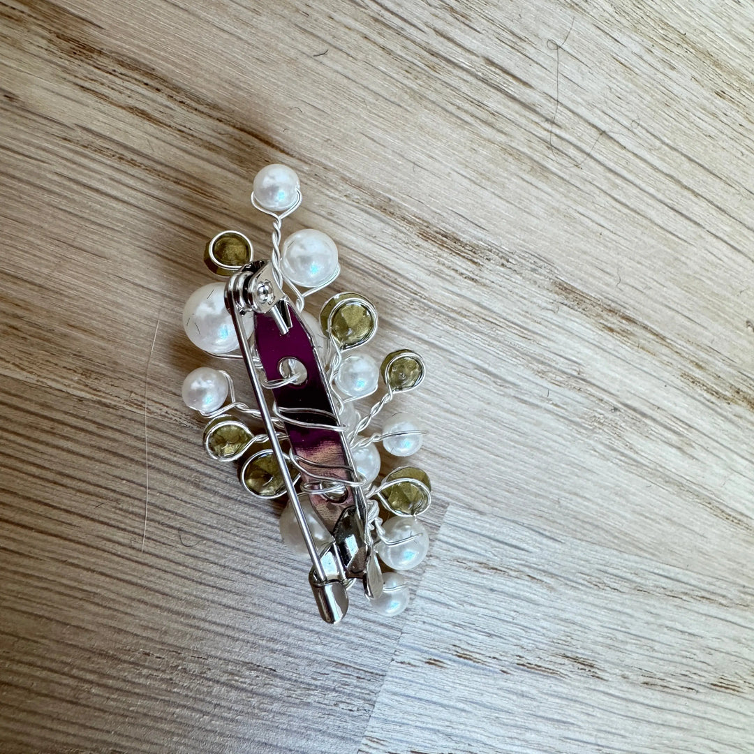 ATTACHE TRAINE PERLES ET CRISTAUX Y082 Bianco Evento