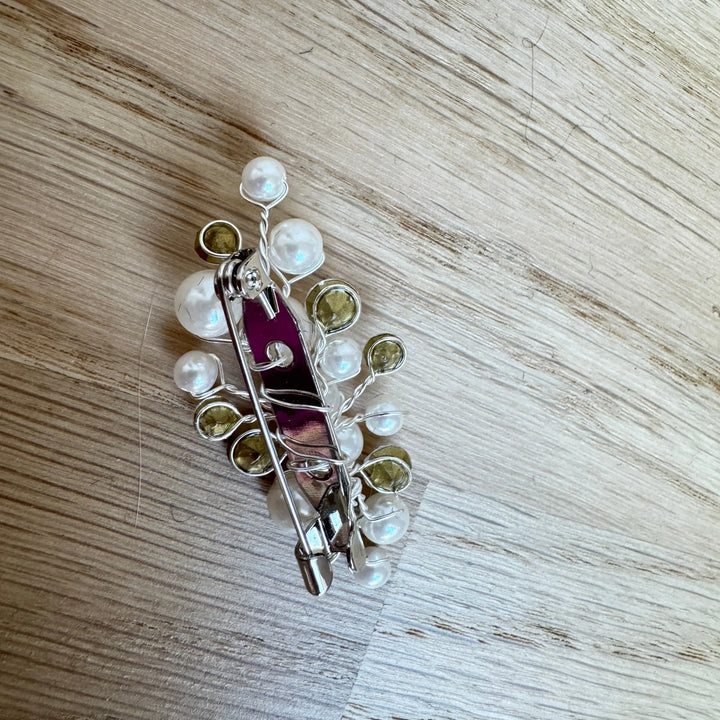 ATTACHE TRAINE PERLES ET CRISTAUX Y082 Bianco Evento