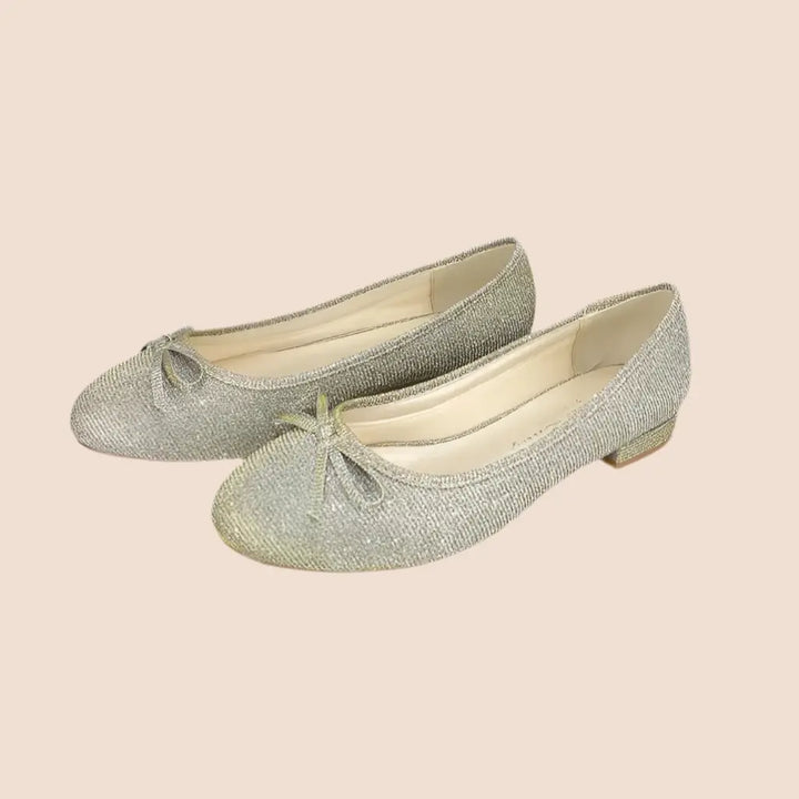 BALLERINES MARIÉE DORÉES ARGENT AUDREY WHITE LADY
