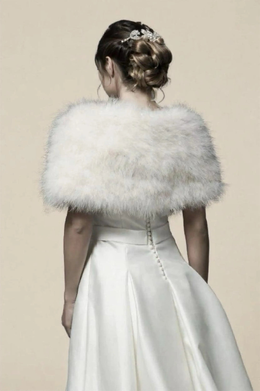 BANDEAU ÉPAULES EN PLUME MARABOUT IVOIRE Mayglori