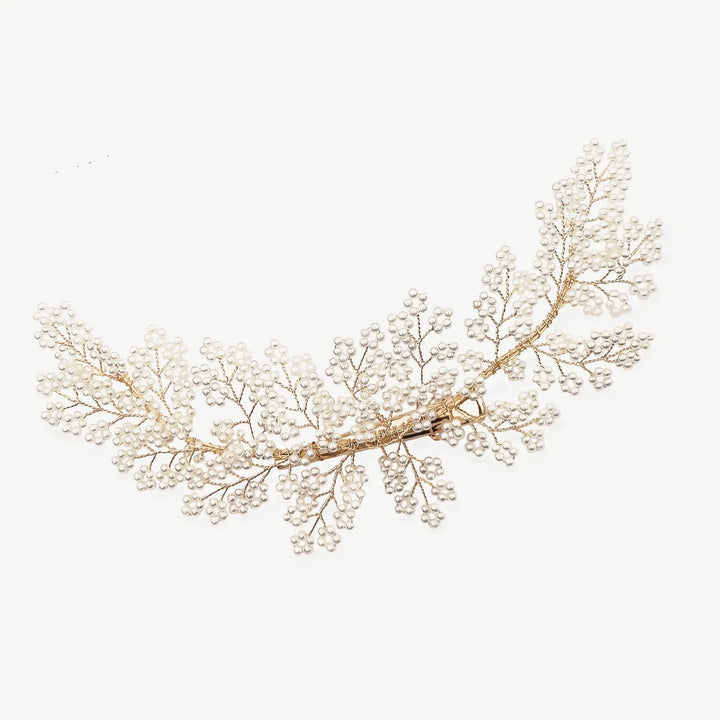 BARETTE CLIP CHEVEUX BOHO PERLES ET DORÉE Ivory and co