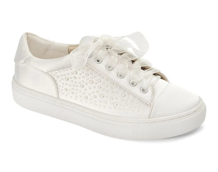 BASKETS DE MARIÉE NINA – SATIN IVOIRE ET PERLES AVEC LACETS ORGANZA OU SATIN G.Westerleigh