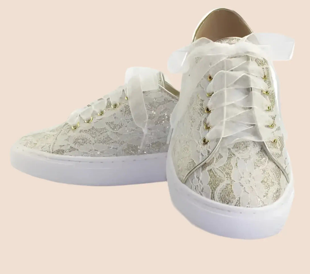 BASKETS DORÉES ET DENTELLE IVOIRE GIVERNY White Lady