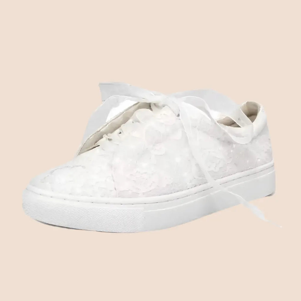 BASKETS MARIÉE EN DENTELLE ET PAILLETTES IVY White lady
