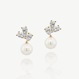 Boucles d'oreilles de mariée Denver – perles et zircon