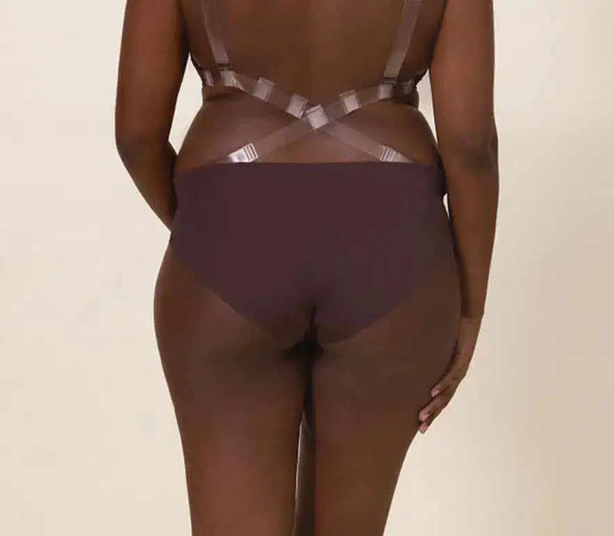 BOXER INVISIBLE chocolat vue de dos  Back To Glam  avec soutien gorge dos nu Back to Glam- Mas Accessoires