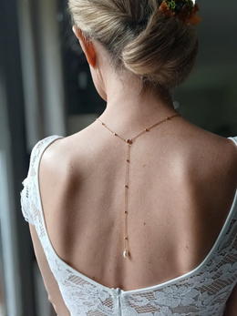 Collier de dos de mariée Helena – perles de culture