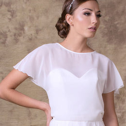 Boléro de mariée Fallon B81 – mousseline – dos fendu