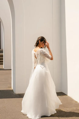 Boléro de mariée Méduza BK131 – dentelle grandes fleurs – dos noué