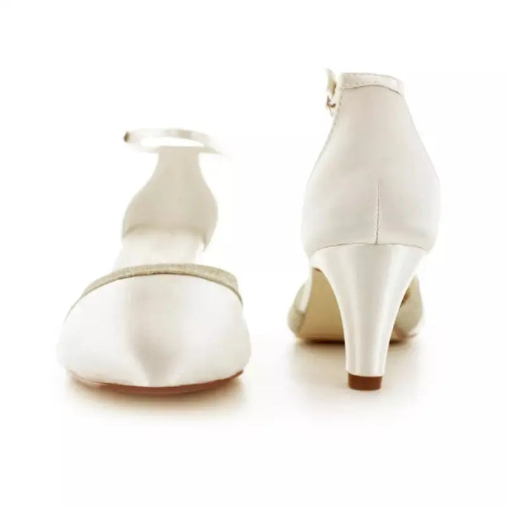 CHAUSSURES MARIÉE SATIN ET PAILLETTES CHAMPAGNE POESIE White lady