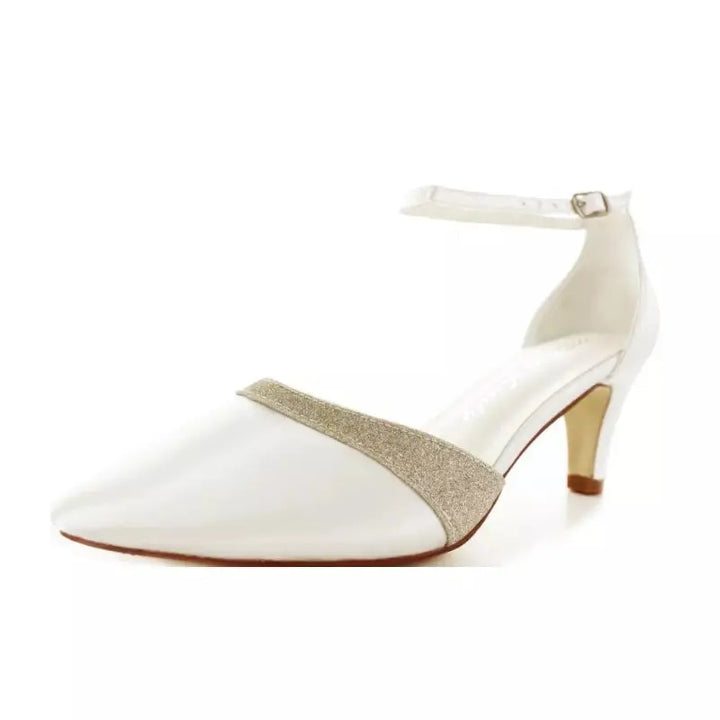 CHAUSSURES MARIÉE SATIN ET PAILLETTES CHAMPAGNE POESIE White lady