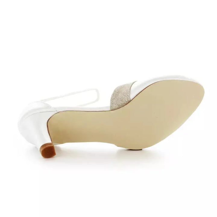 CHAUSSURES MARIÉE SATIN ET PAILLETTES CHAMPAGNE POESIE White lady
