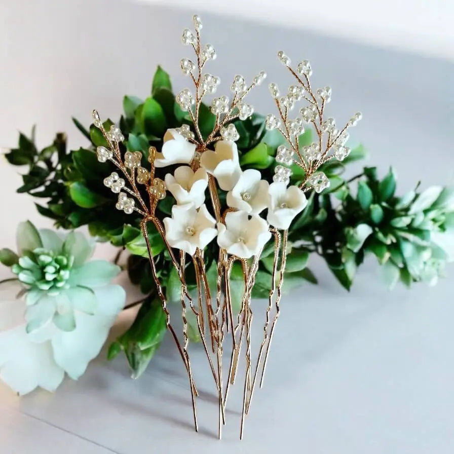 COLLECTION ATHENA - ENSEMBLE DE PINCES À CHEVEUX BOUQUET EXQUIS - OR Athena Bridal Jewellery