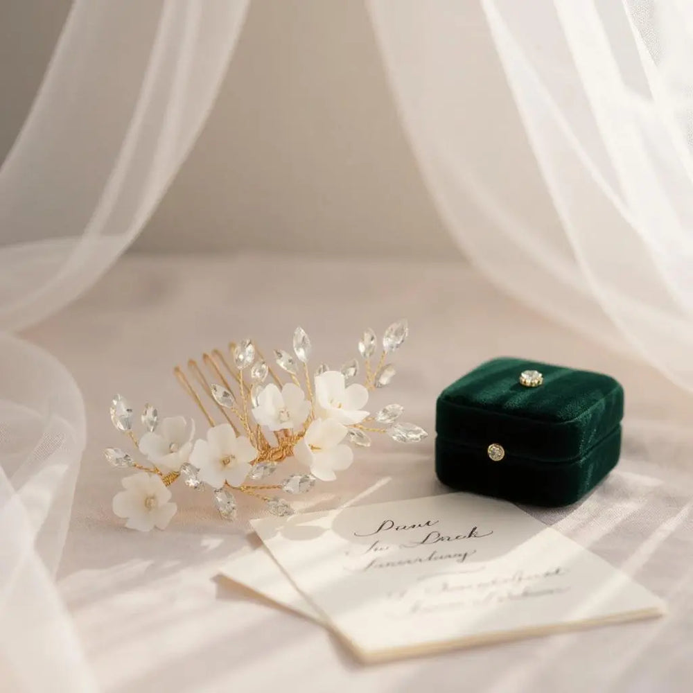 COLLECTION ATHENA - PEIGNE BEAUTÉ FLORALE - HC236 OR Athena Bridal Jewellery