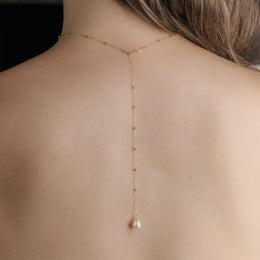 Collier de dos de mariée Seville – perle naturelle, argent 925 ou plaqué or