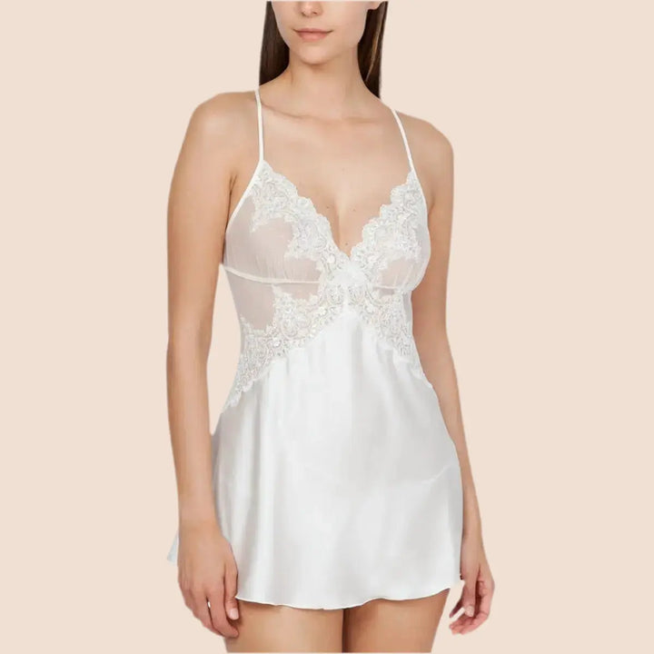 ENSEMBLE ROBE BABYDOLL + STRING EN SATIN HERITAGE Yvette Bridal