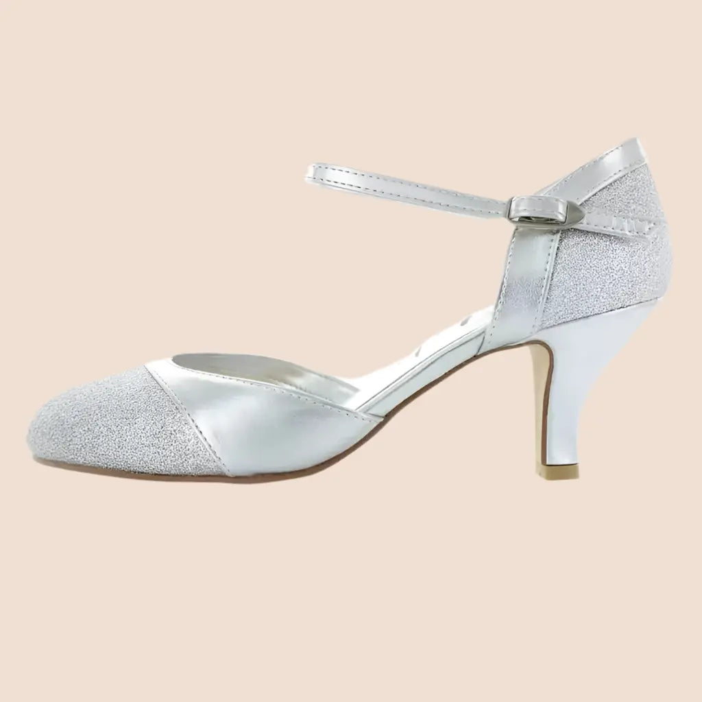 ESCARPINS ARGENT PETIT TALON ETRETAT WHITE LADY
