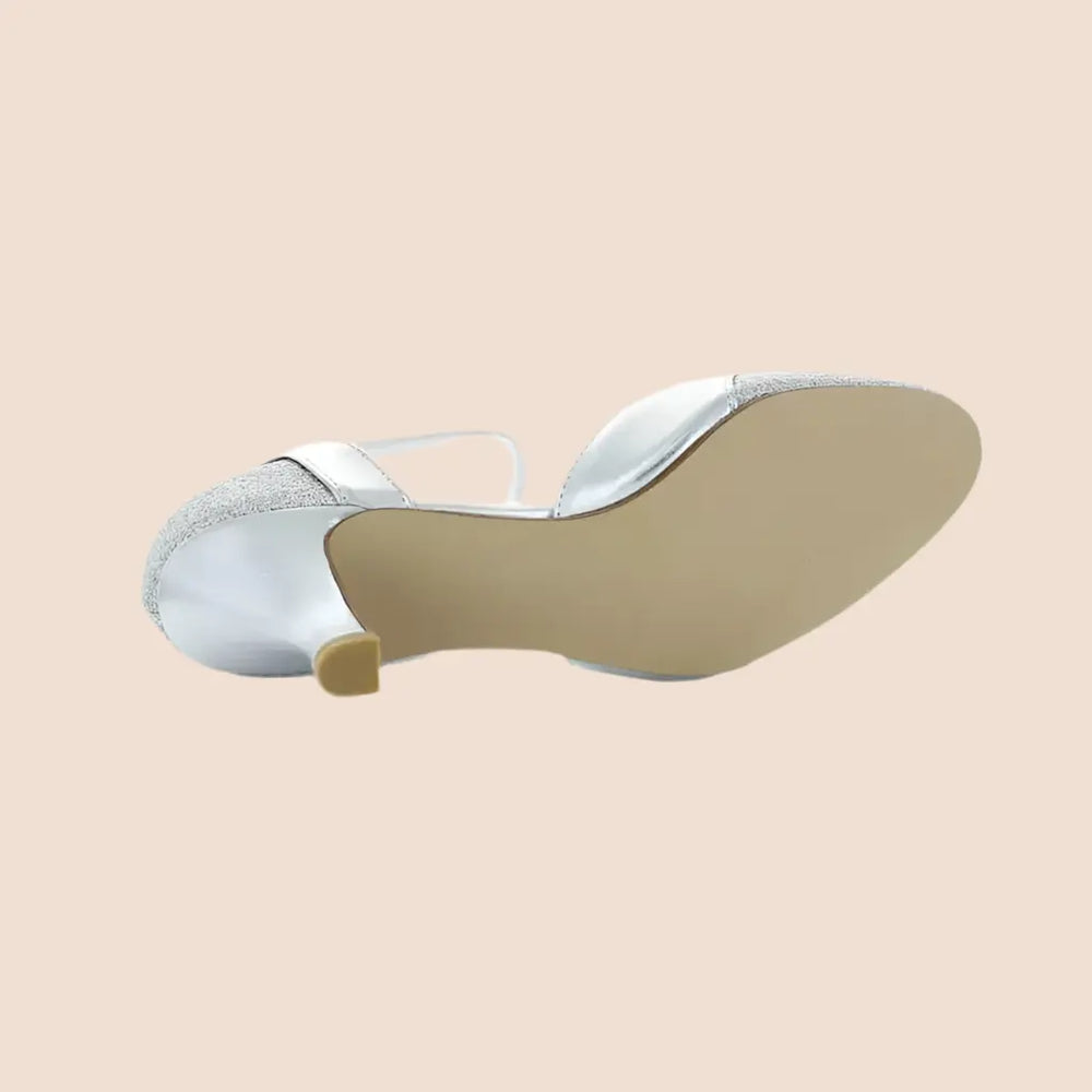 ESCARPINS ARGENT PETIT TALON ETRETAT WHITE LADY