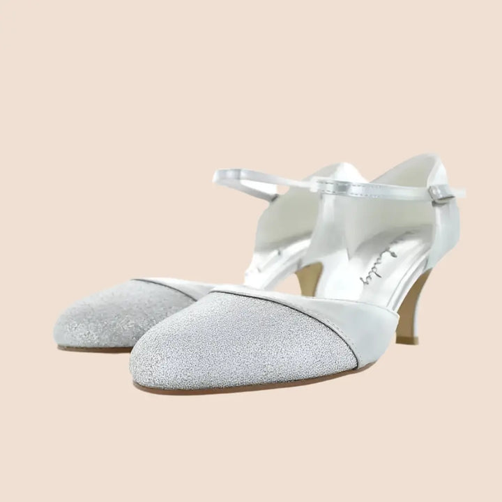 ESCARPINS ARGENT PETIT TALON ETRETAT WHITE LADY