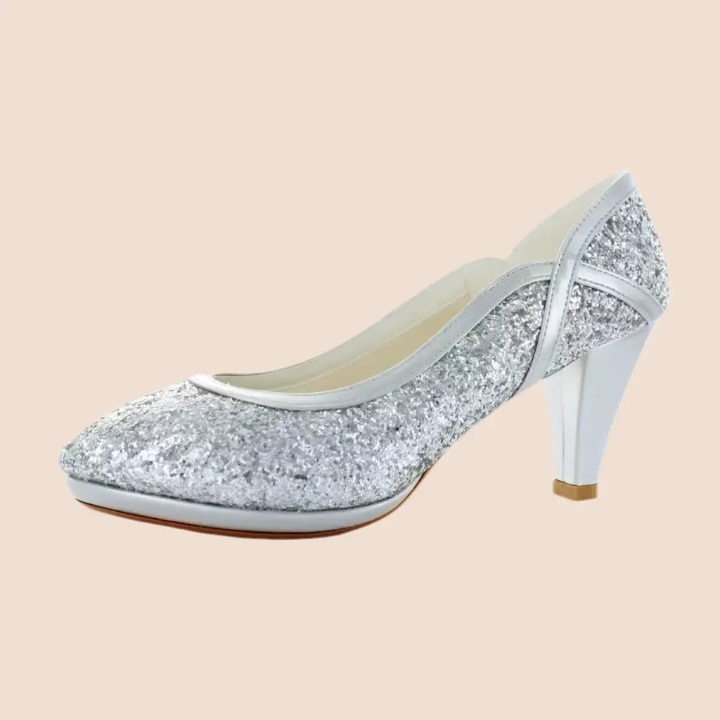 ESCARPINS ARGENTÉS PAILLETTES CABOURG White Lady