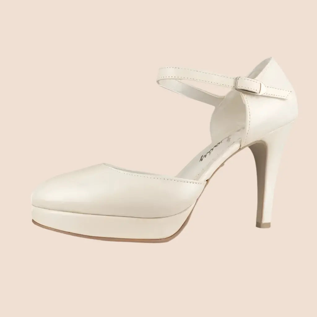 ESCARPINS CUIR MARIAGE COMPENSÉS TALONS 10 CM BLAKE WHITE LADY
