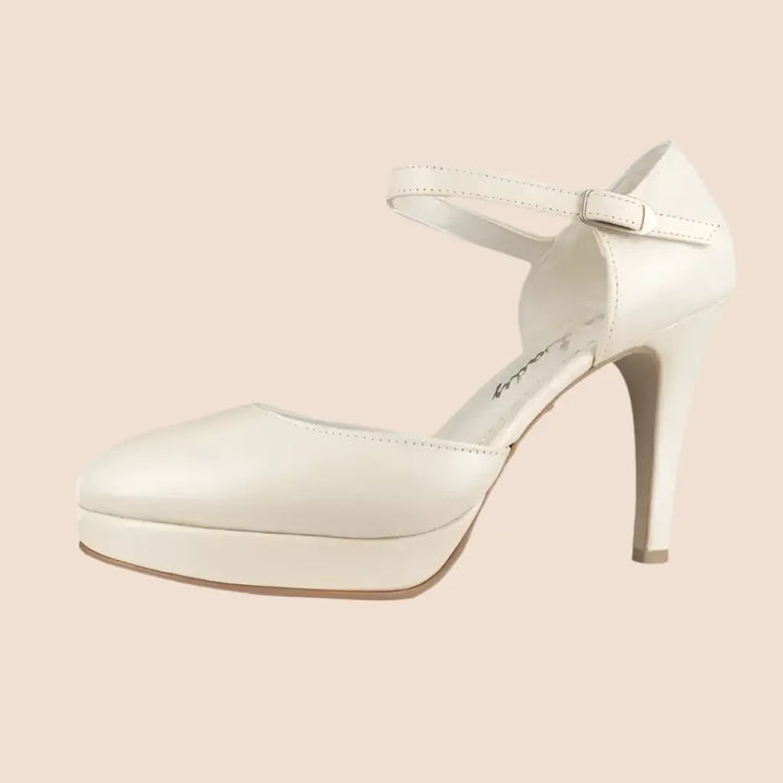 ESCARPINS CUIR MARIAGE COMPENSÉS TALONS 10 CM BLAKE WHITE LADY