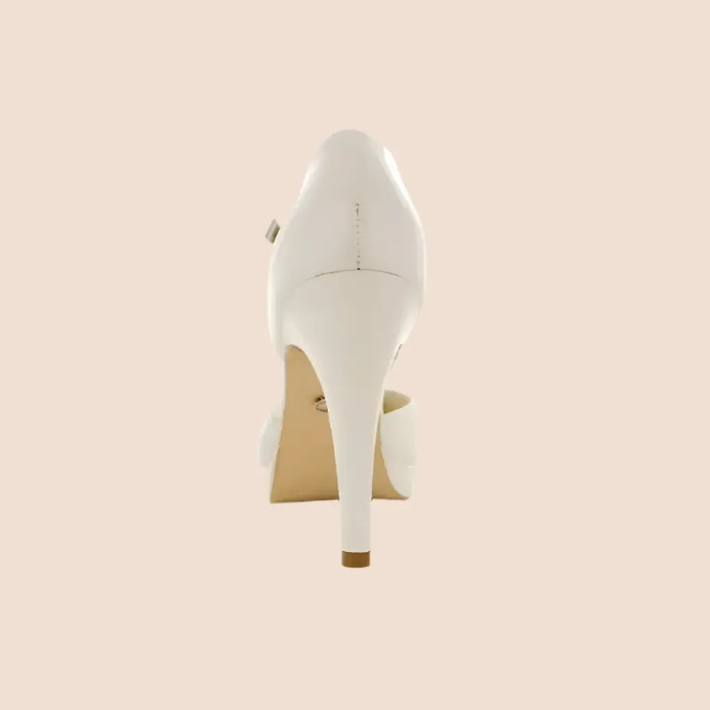 ESCARPINS CUIR MARIAGE COMPENSÉS TALONS 10 CM BLAKE WHITE LADY