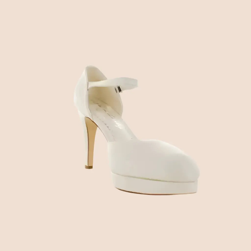 ESCARPINS CUIR MARIAGE COMPENSÉS TALONS 10 CM BLAKE WHITE LADY