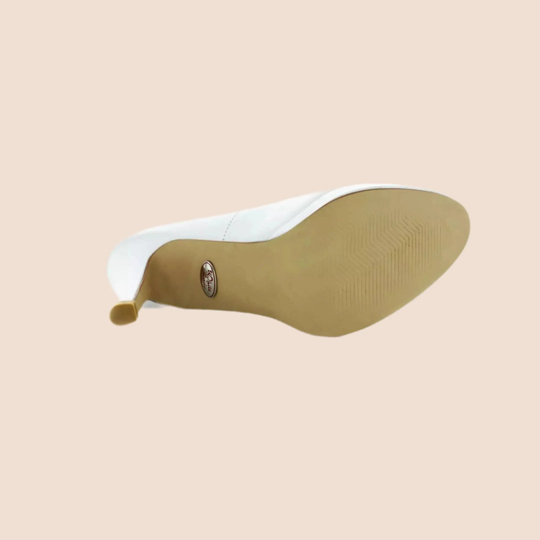 ESCARPINS CUIR MARIAGE COMPENSÉS TALONS 10 CM LILOU WHITE LADY