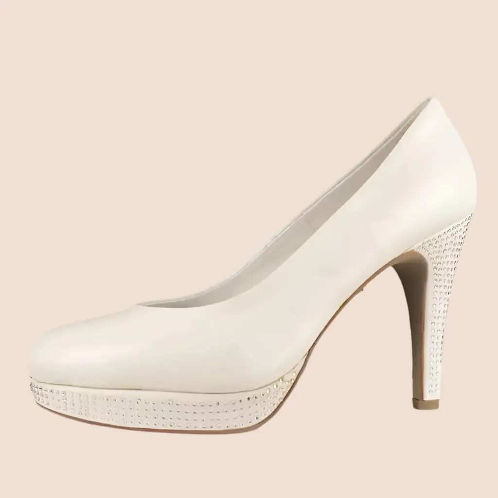 ESCARPINS CUIR MARIAGE COMPENSÉS TALONS 10 CM MARYLIN WHITE LADY