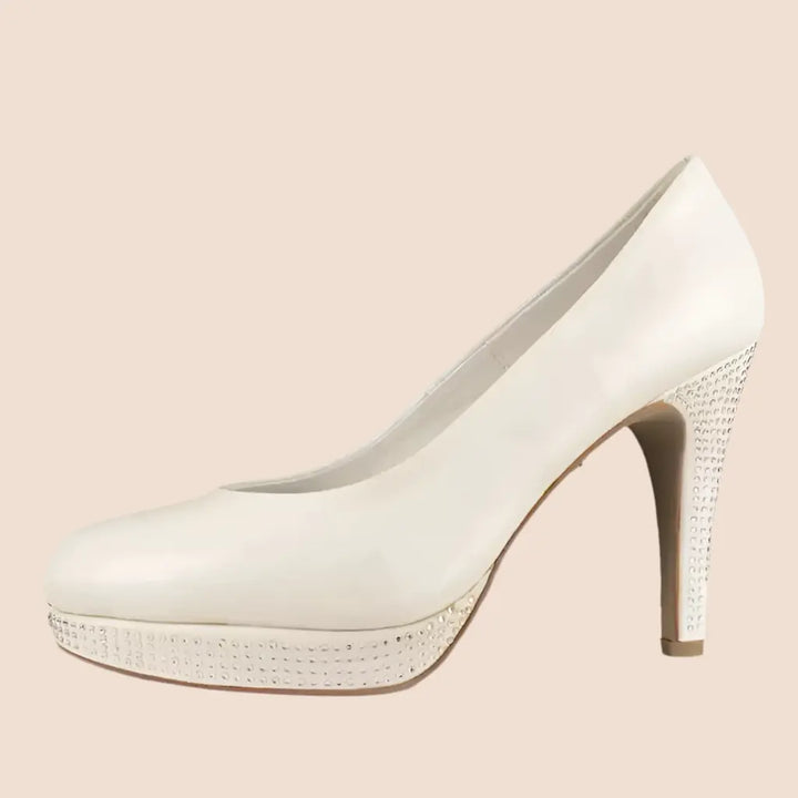 ESCARPINS CUIR MARIAGE COMPENSÉS TALONS 10 CM MARYLIN WHITE LADY