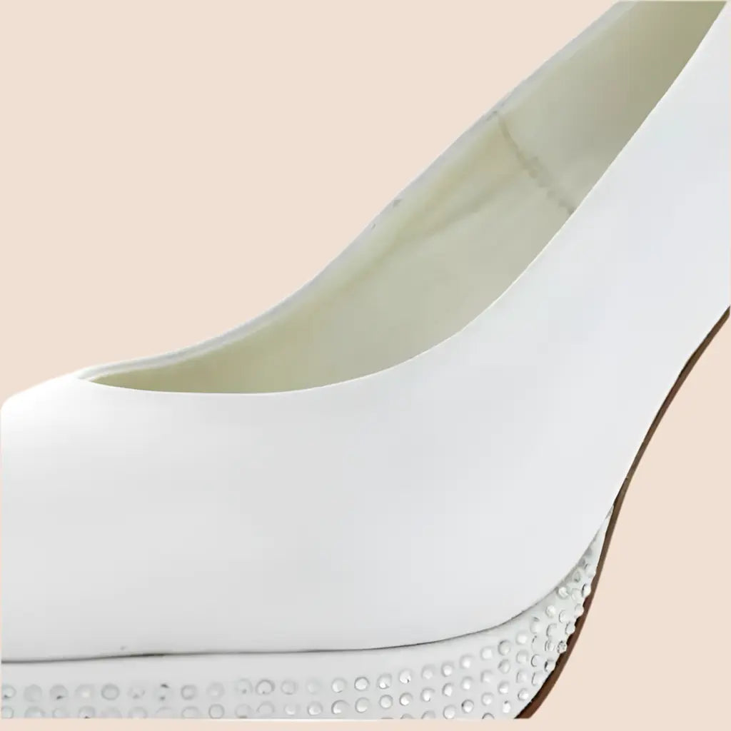 ESCARPINS CUIR MARIAGE COMPENSÉS TALONS 10 CM MARYLIN WHITE LADY