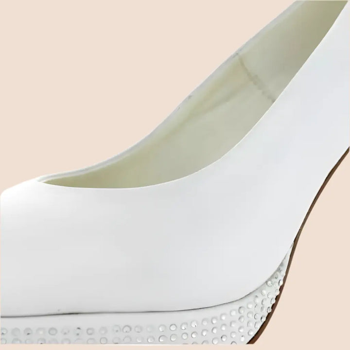 ESCARPINS CUIR MARIAGE COMPENSÉS TALONS 10 CM MARYLIN WHITE LADY