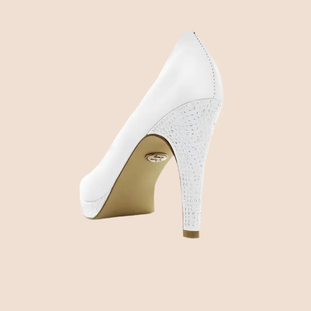 ESCARPINS CUIR MARIAGE COMPENSÉS TALONS 10 CM MARYLIN WHITE LADY