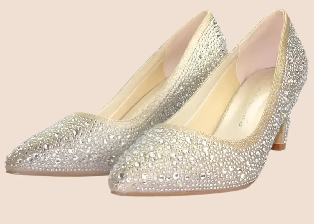 ESCARPINS DORÉS ET STRASS DEAUVILLE White Lady