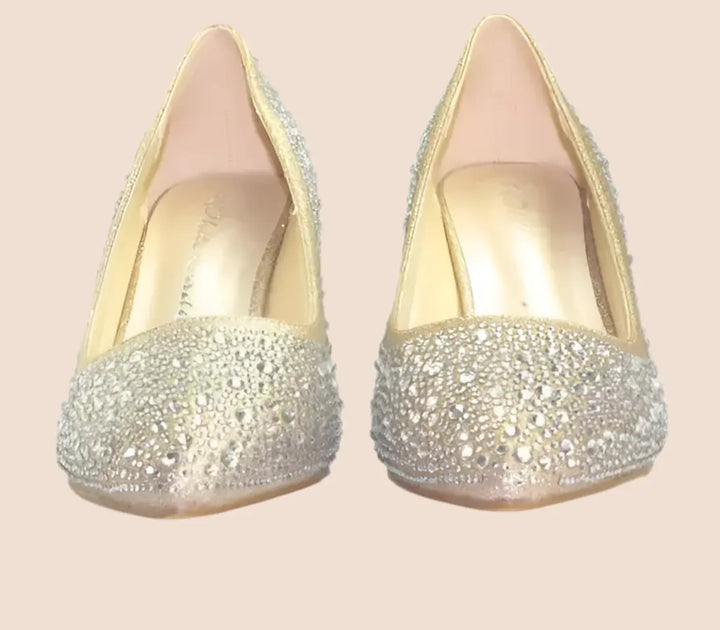 ESCARPINS DORÉS ET STRASS DEAUVILLE White Lady
