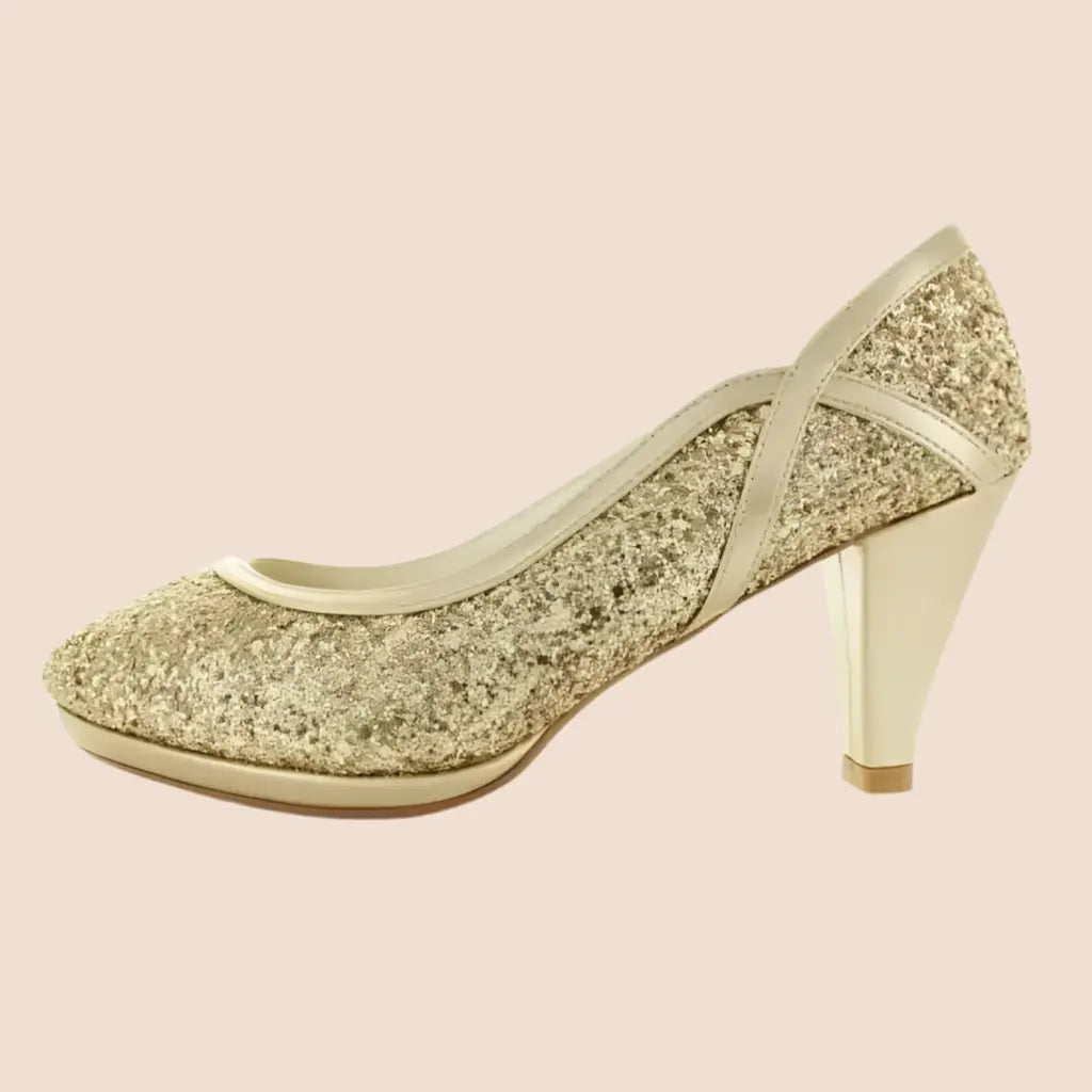 ESCARPINS DORÉS PAILLETTES CABOURG White Lady
