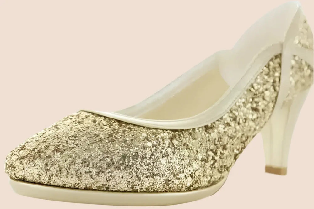 ESCARPINS DORÉS PAILLETTES CABOURG White Lady