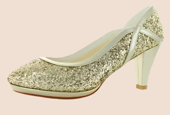 ESCARPINS DORÉS PAILLETTES CABOURG White Lady