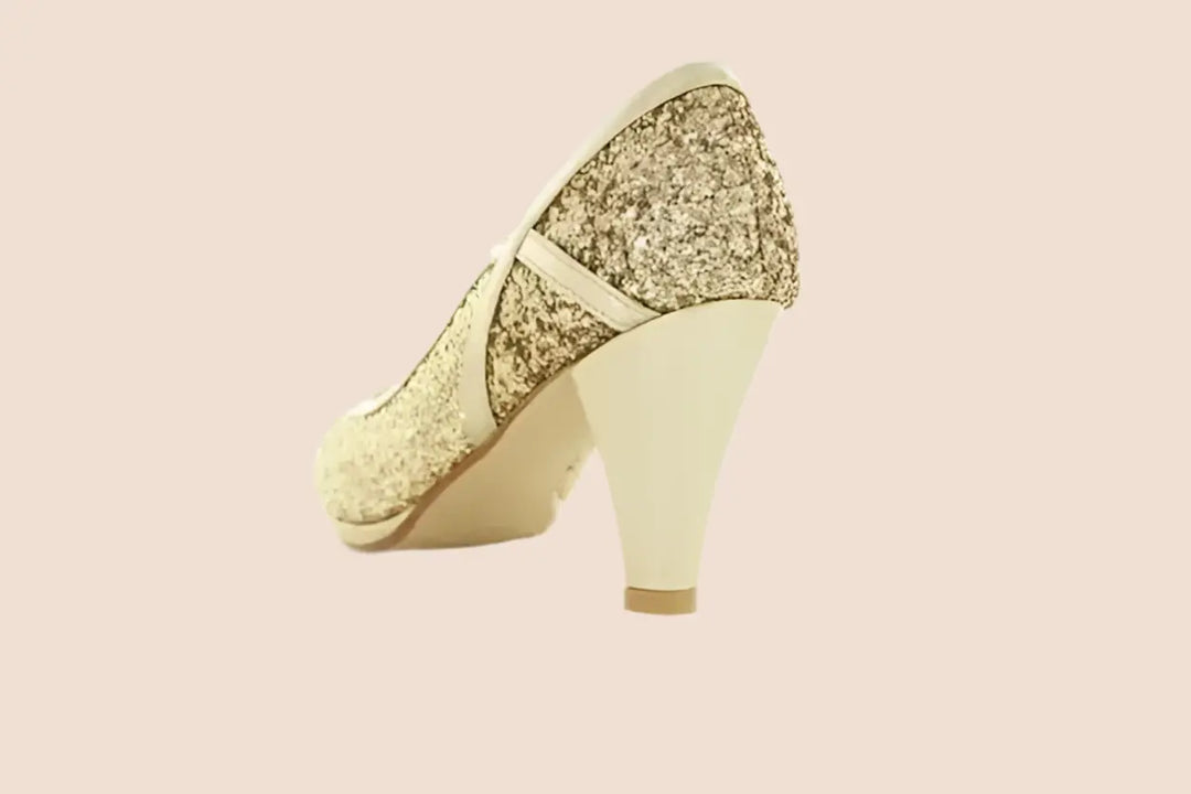 ESCARPINS DORÉS PAILLETTES CABOURG White Lady