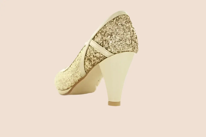 ESCARPINS DORÉS PAILLETTES CABOURG White Lady