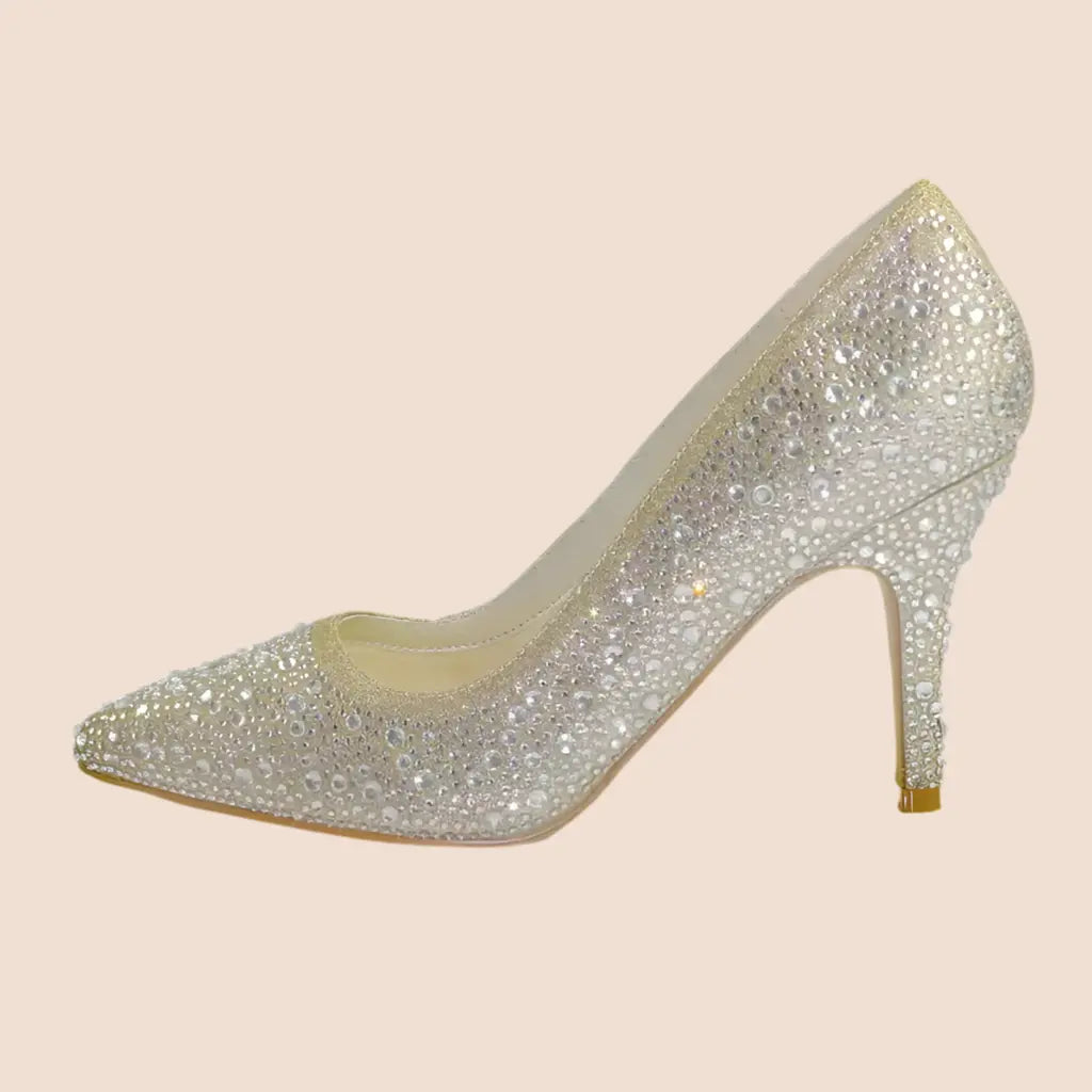 ESCARPINS DORÉS STRASS MONACO WHITE LADY