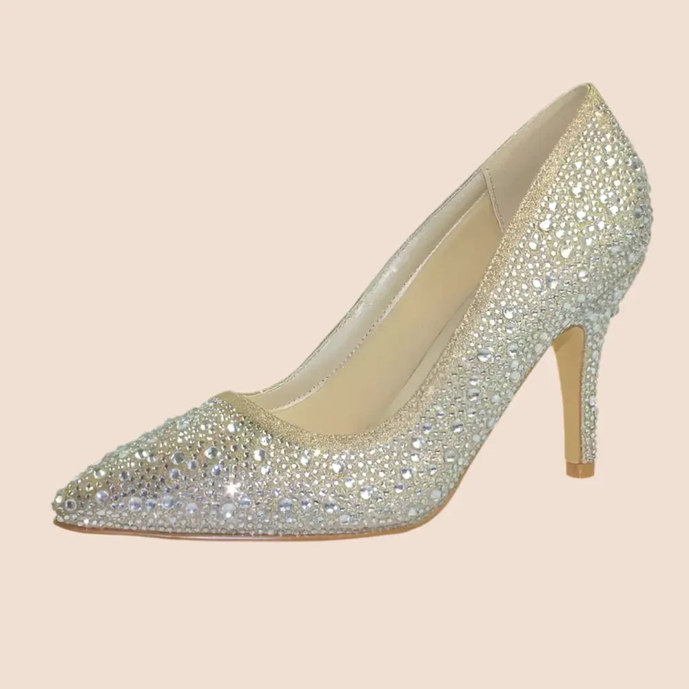 ESCARPINS DORÉS STRASS MONACO WHITE LADY