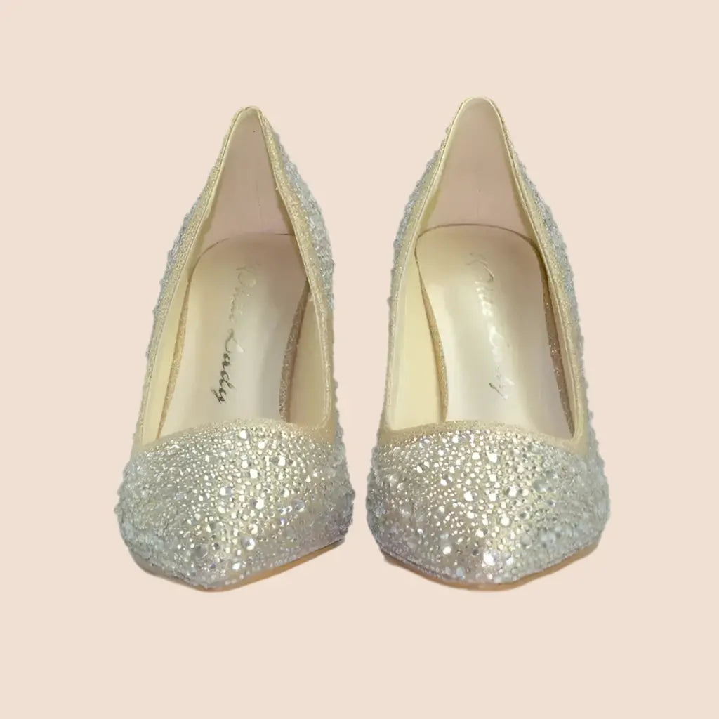 ESCARPINS DORÉS STRASS MONACO WHITE LADY