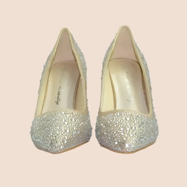 ESCARPINS DORÉS STRASS MONACO WHITE LADY
