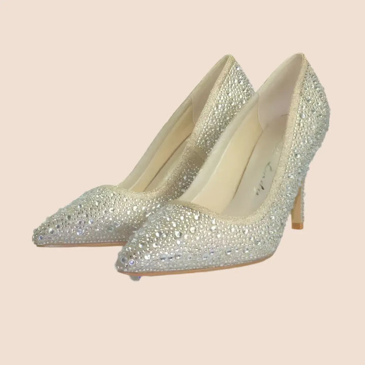 ESCARPINS DORÉS STRASS MONACO WHITE LADY