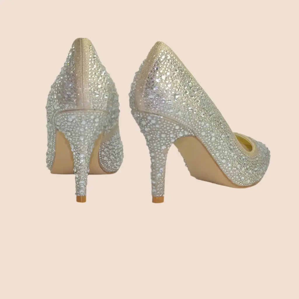 ESCARPINS DORÉS STRASS MONACO WHITE LADY