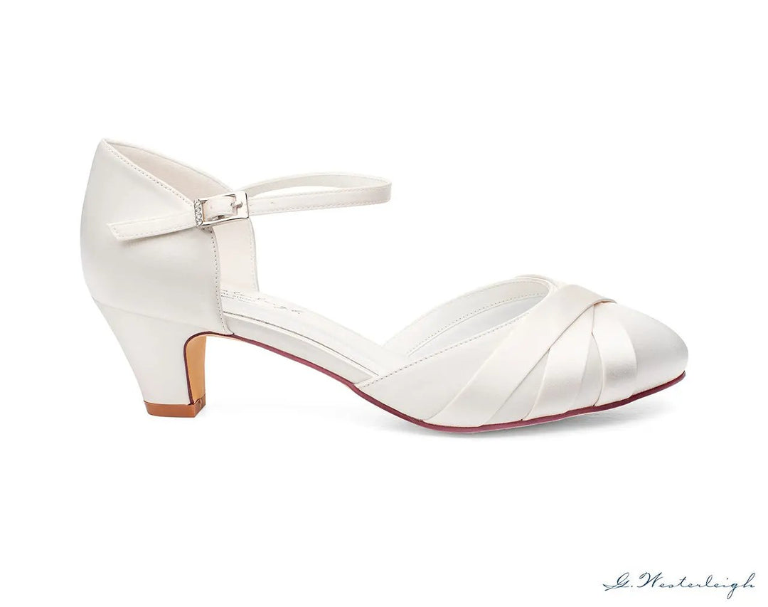 ESCARPINS MARIÉE EN SATIN IVOIRE AVEC TALON CONFORTABLE 5 CM - BLANCA G.Westerleigh