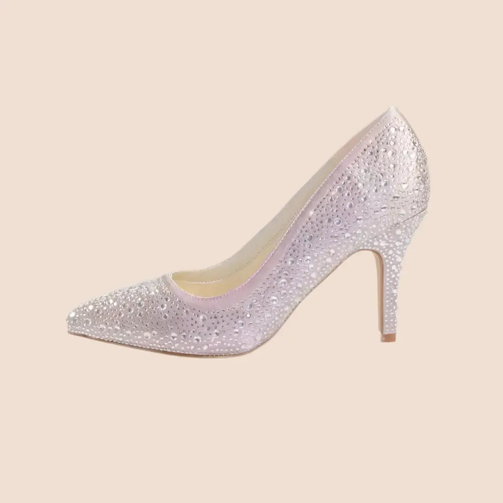 ESCARPINS ROSES STRASS MONACO WHITE LADY